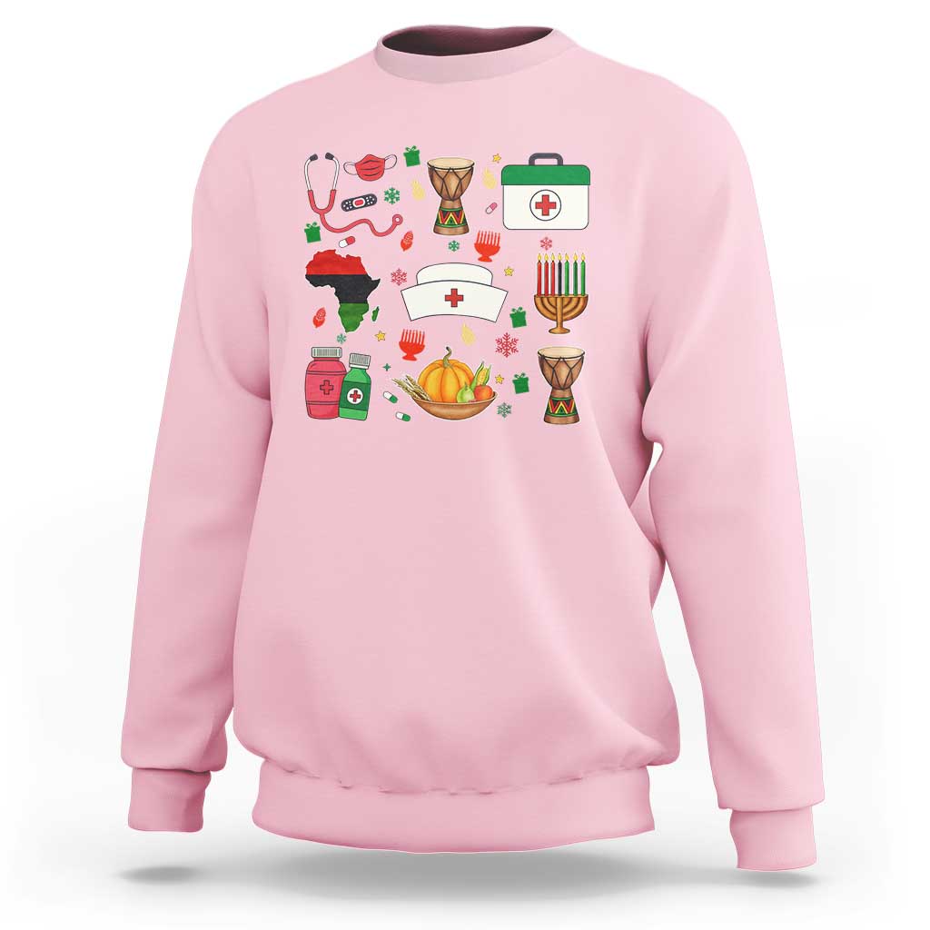 Happy Kwanzaa Nurse Pride Sweatshirt African Culture Holiday Gift - Wonder Print Shop