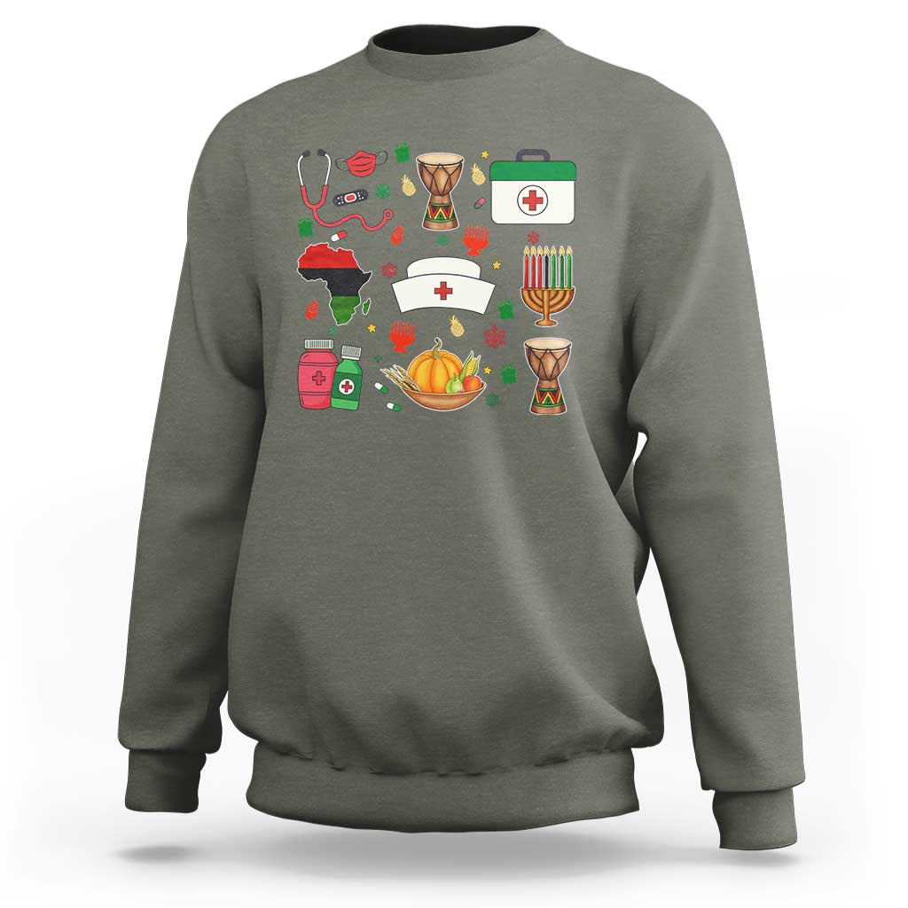 Happy Kwanzaa Nurse Pride Sweatshirt African Culture Holiday Gift - Wonder Print Shop