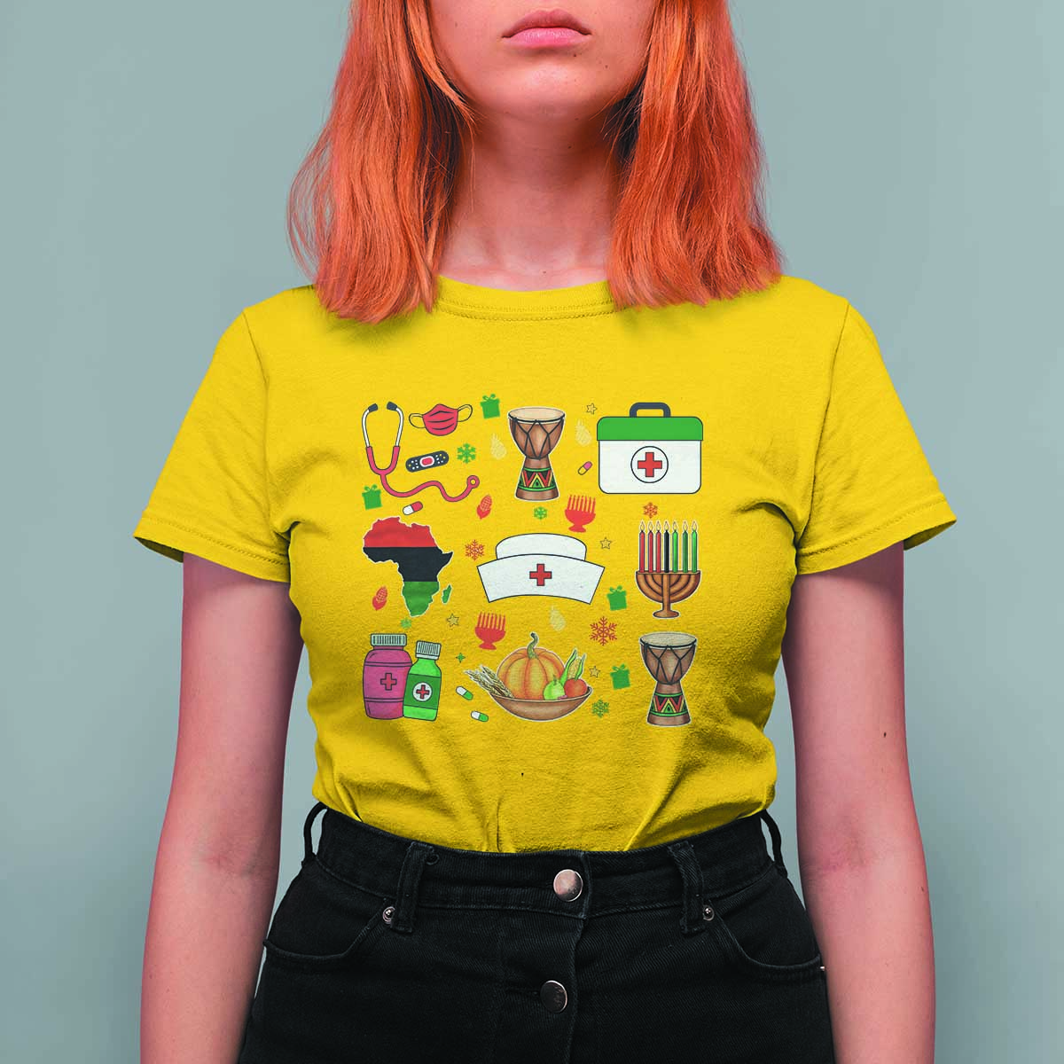 Happy Kwanzaa Nurse Pride T Shirt For Women African Culture Holiday Gift - Wonder Print Shop