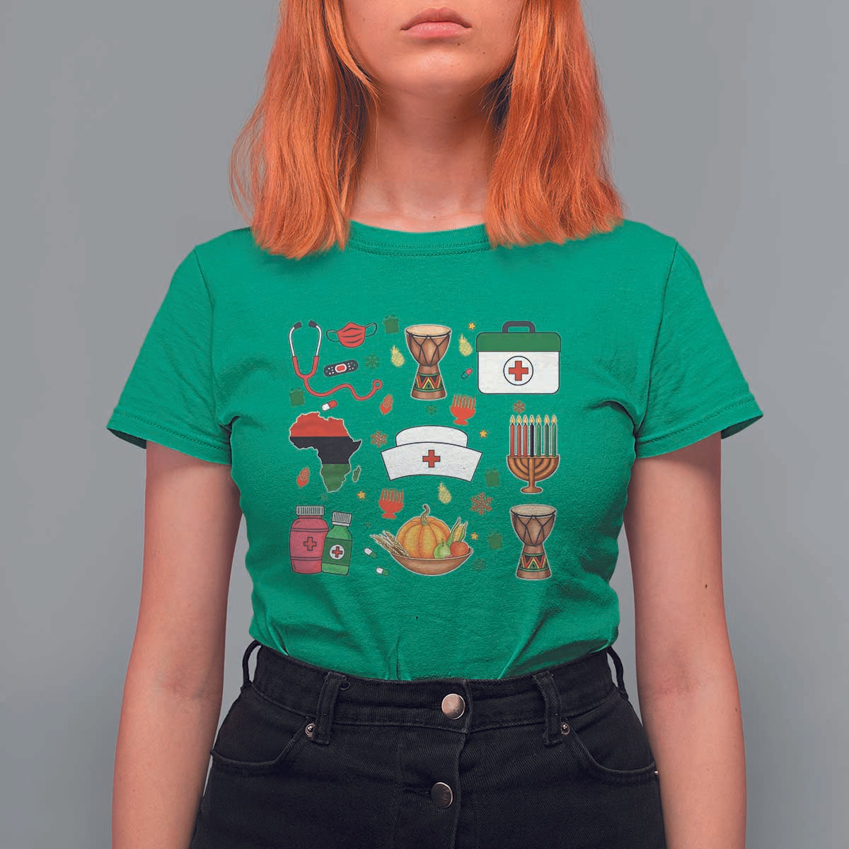 Happy Kwanzaa Nurse Pride T Shirt For Women African Culture Holiday Gift - Wonder Print Shop