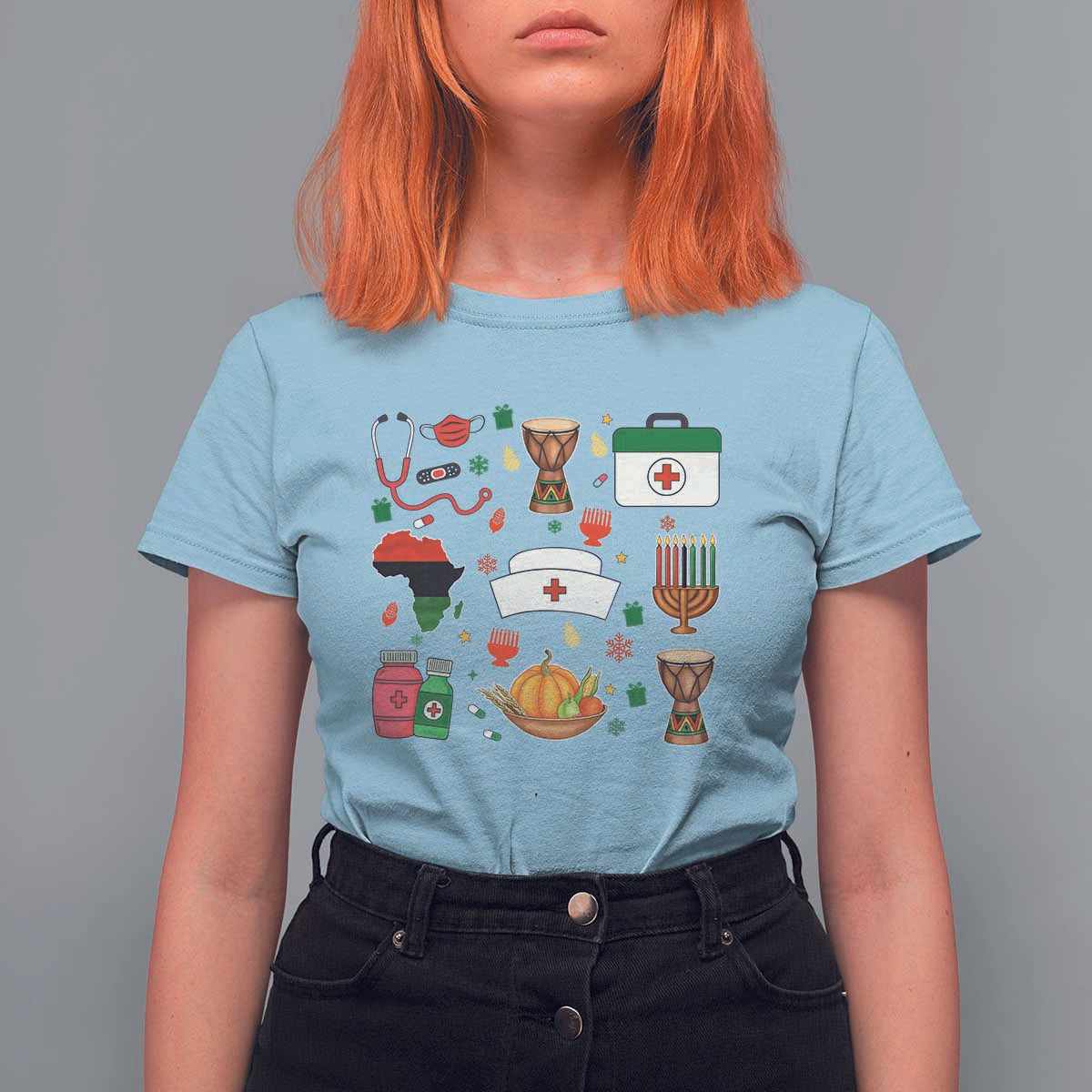 Happy Kwanzaa Nurse Pride T Shirt For Women African Culture Holiday Gift - Wonder Print Shop