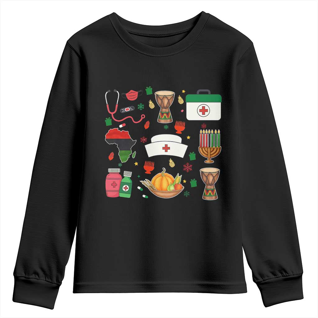 Happy Kwanzaa Nurse Pride Youth Sweatshirt African Culture Holiday Gift - Wonder Print Shop