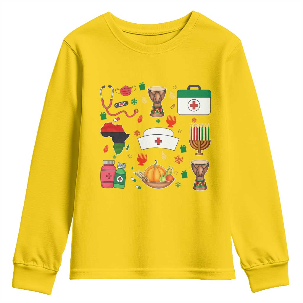 Happy Kwanzaa Nurse Pride Youth Sweatshirt African Culture Holiday Gift - Wonder Print Shop