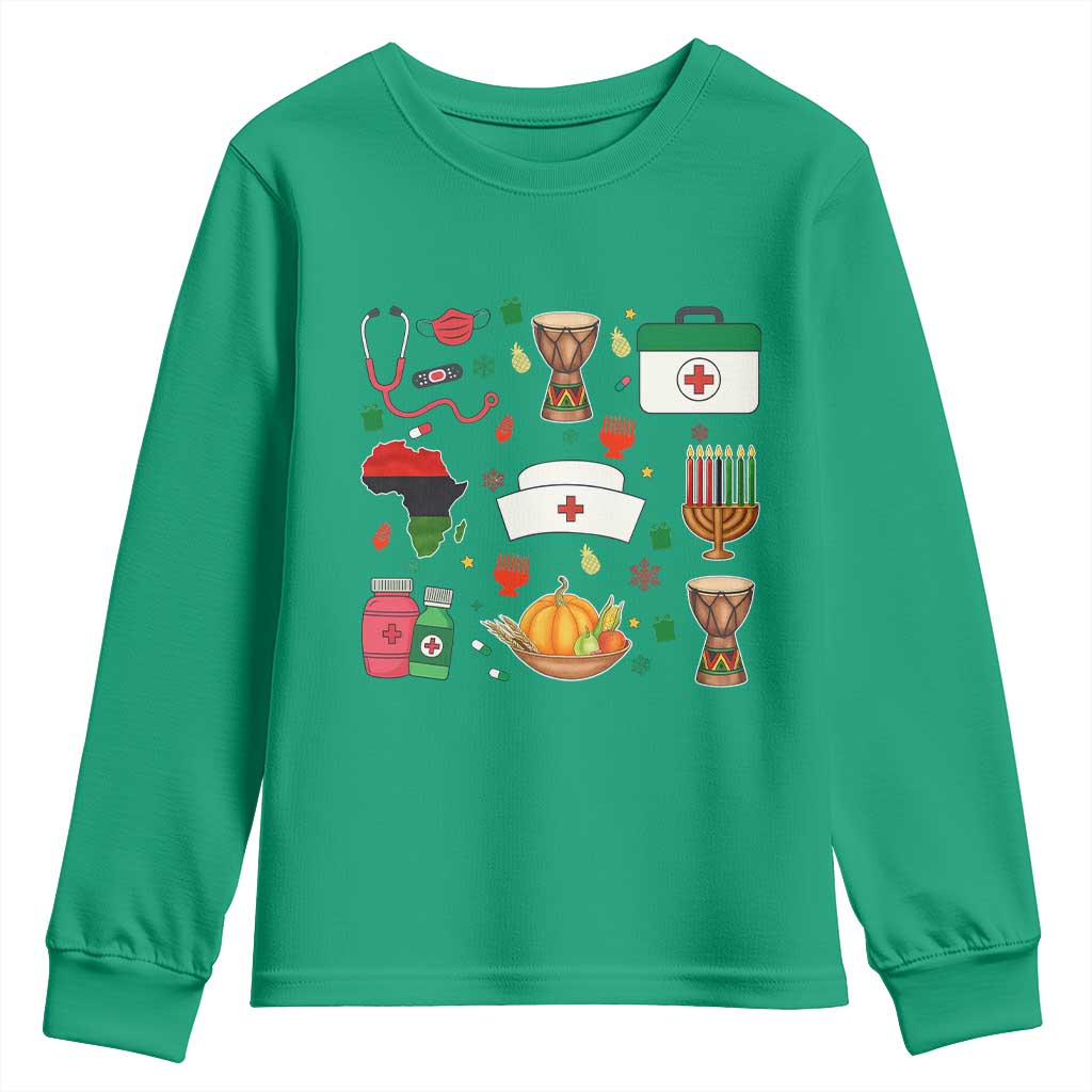 Happy Kwanzaa Nurse Pride Youth Sweatshirt African Culture Holiday Gift - Wonder Print Shop