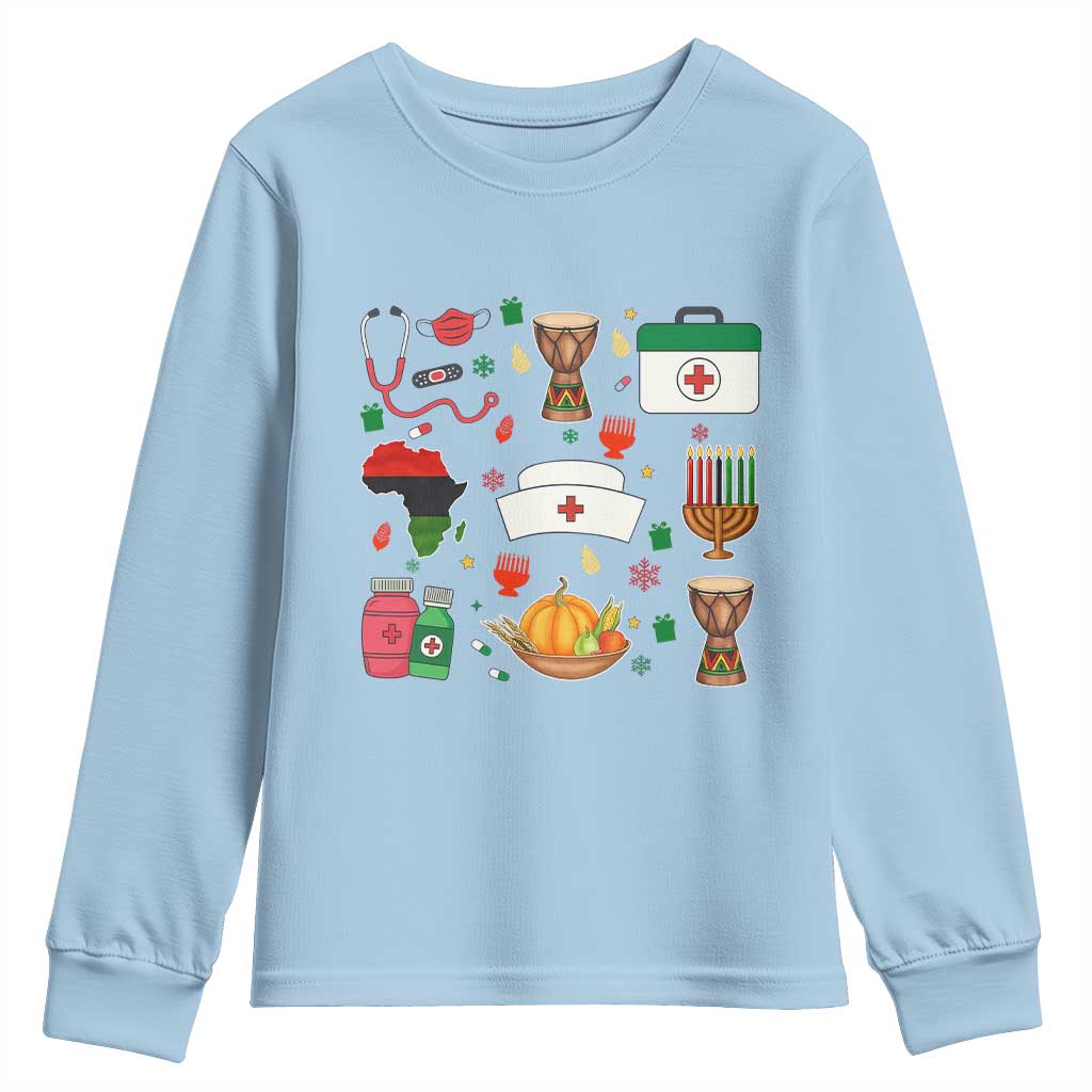 Happy Kwanzaa Nurse Pride Youth Sweatshirt African Culture Holiday Gift - Wonder Print Shop