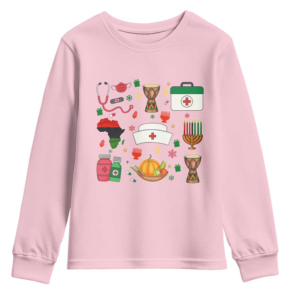 Happy Kwanzaa Nurse Pride Youth Sweatshirt African Culture Holiday Gift - Wonder Print Shop