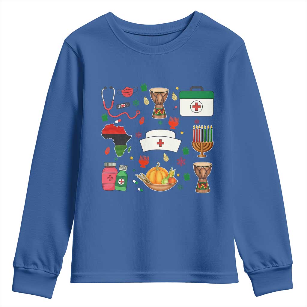 Happy Kwanzaa Nurse Pride Youth Sweatshirt African Culture Holiday Gift - Wonder Print Shop