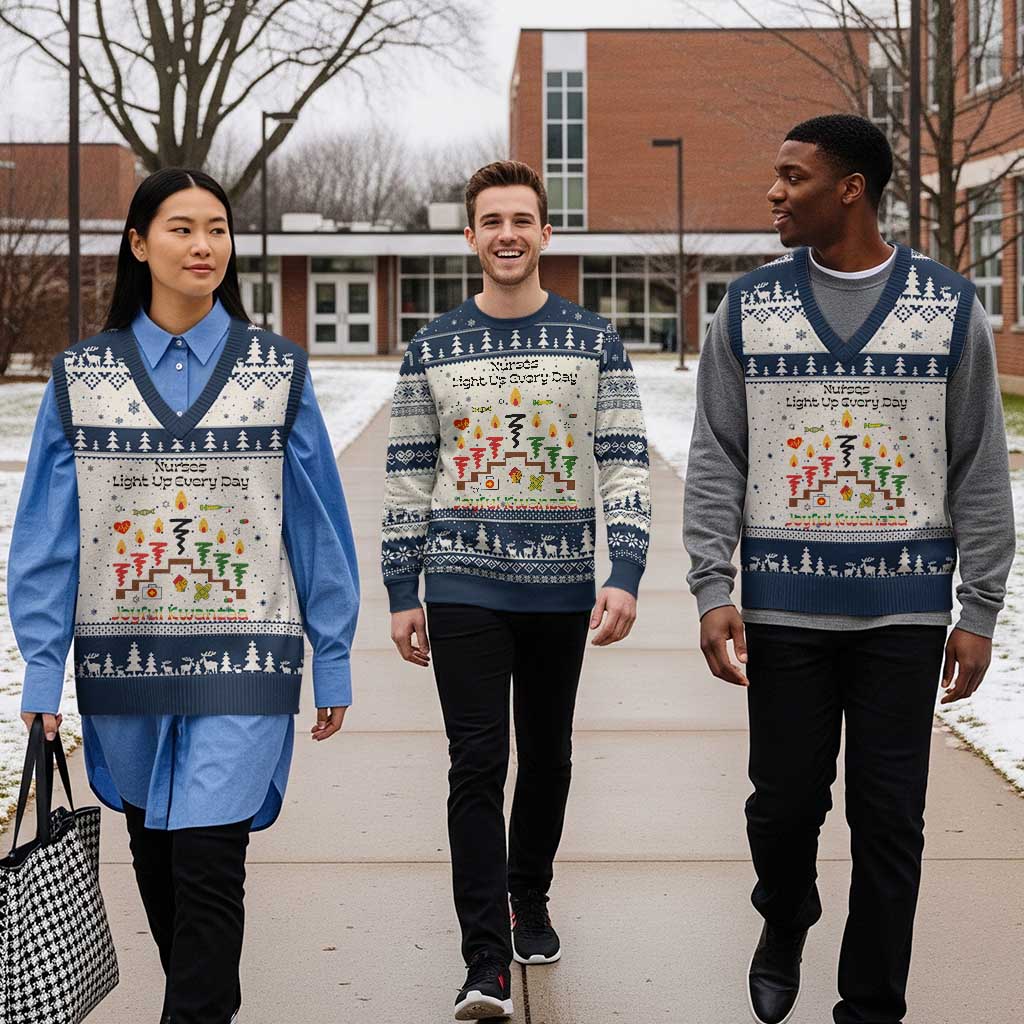 Joyful Kwanzaa Nurse Gift V-Neck Knit Sweater Vest Light Up Everyday - Wonder Print Shop