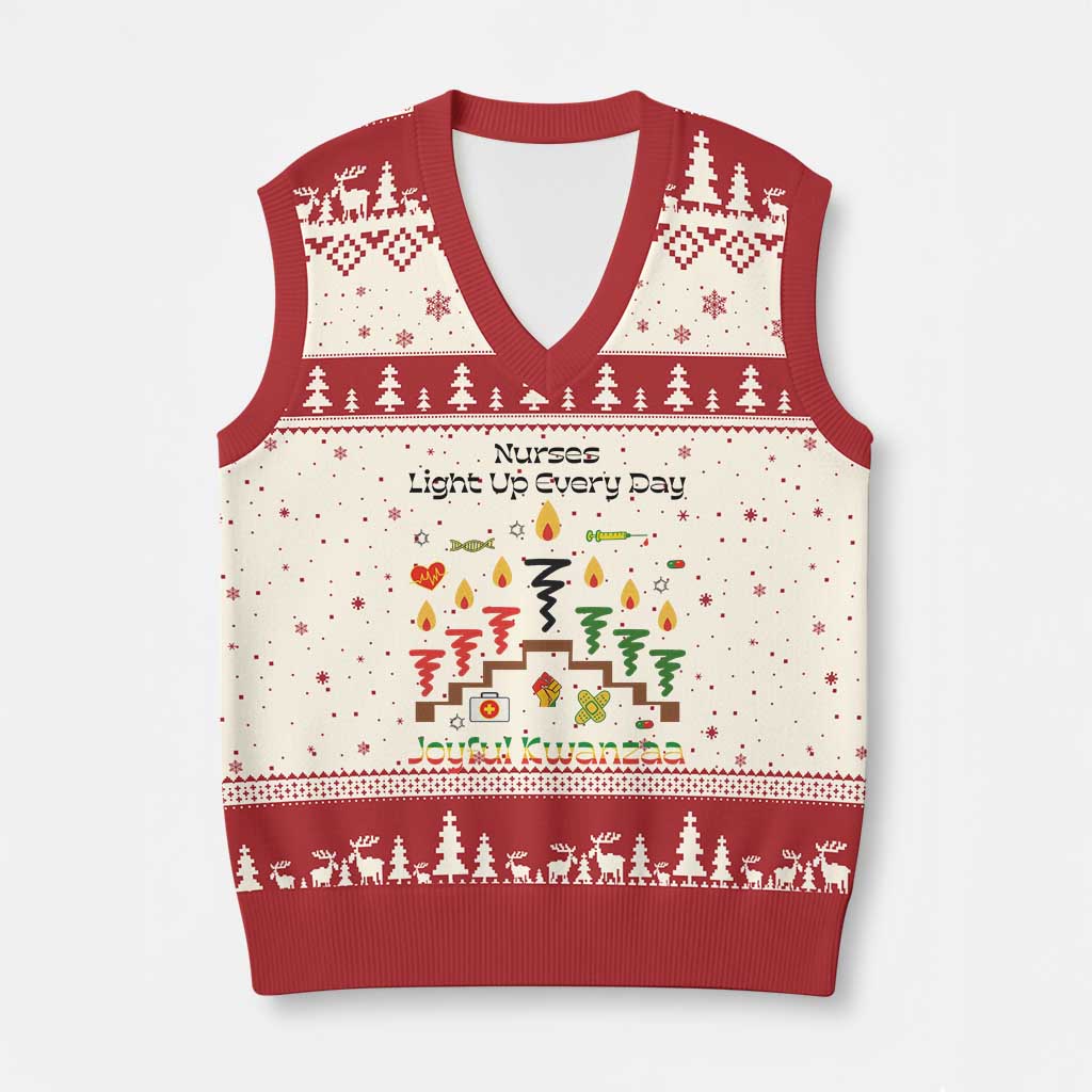 Joyful Kwanzaa Nurse Gift V-Neck Knit Sweater Vest Light Up Everyday - Wonder Print Shop