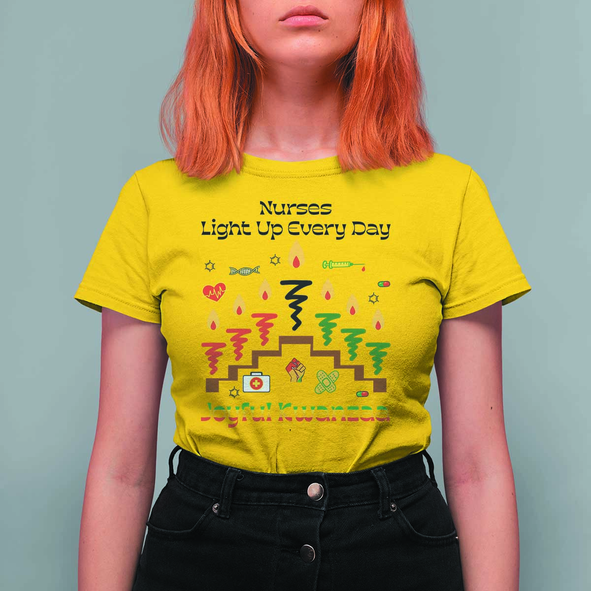 Joyful Kwanzaa Nurse Gift T Shirt For Women Light Up Everyday - Wonder Print Shop