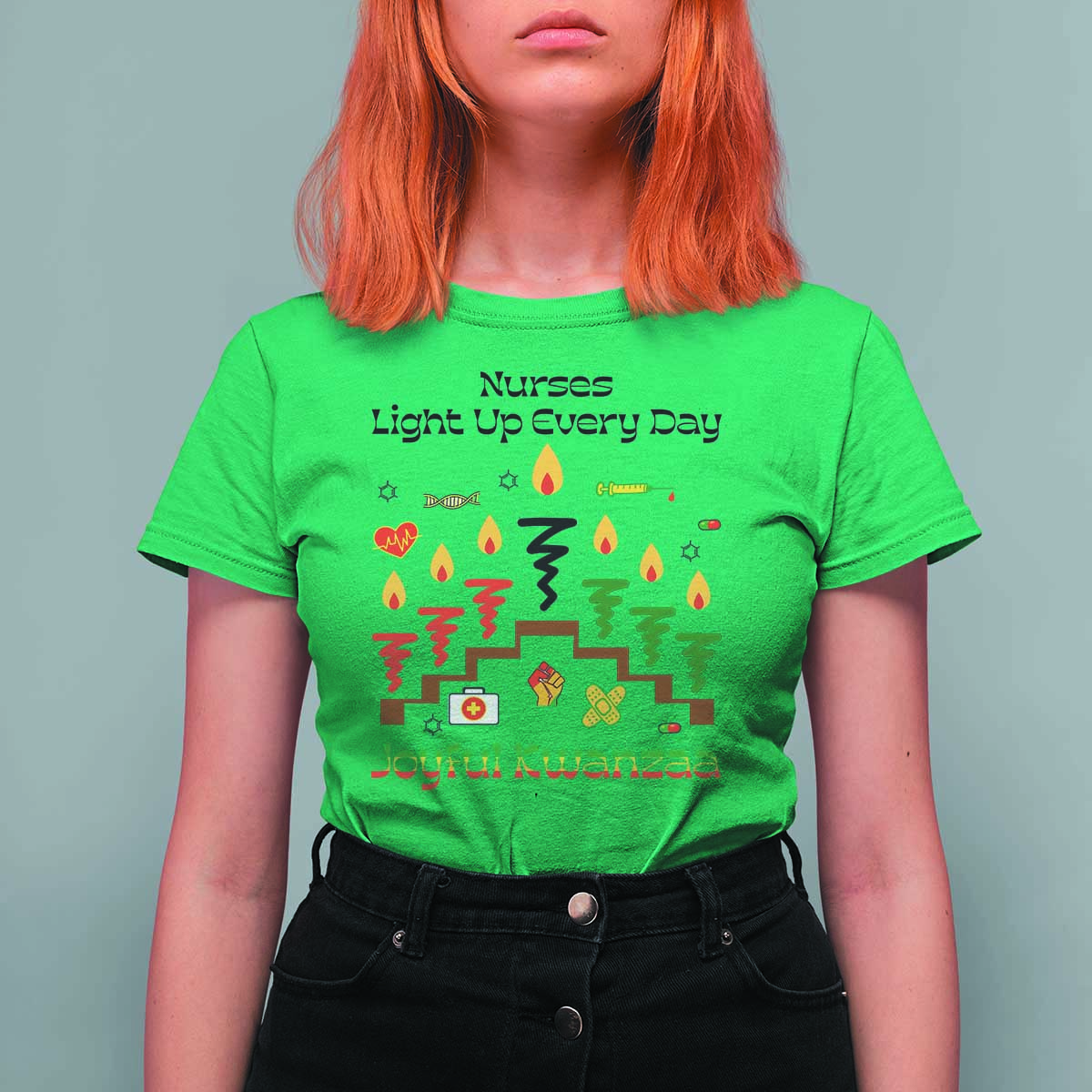 Joyful Kwanzaa Nurse Gift T Shirt For Women Light Up Everyday - Wonder Print Shop