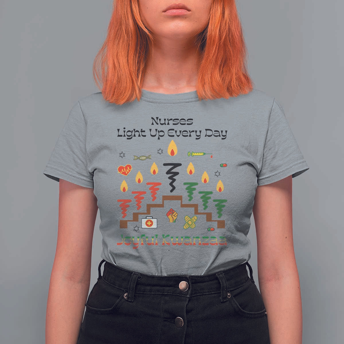 Joyful Kwanzaa Nurse Gift T Shirt For Women Light Up Everyday - Wonder Print Shop