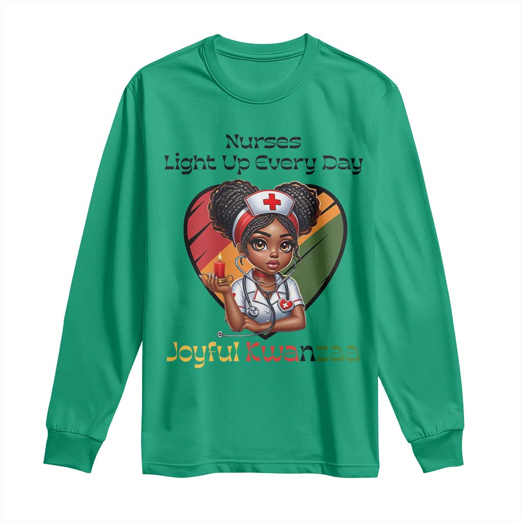 Nurses Light Up Everyday Long Sleeve Shirt Joyful Kwanzaa Celebration Gift - Wonder Print Shop