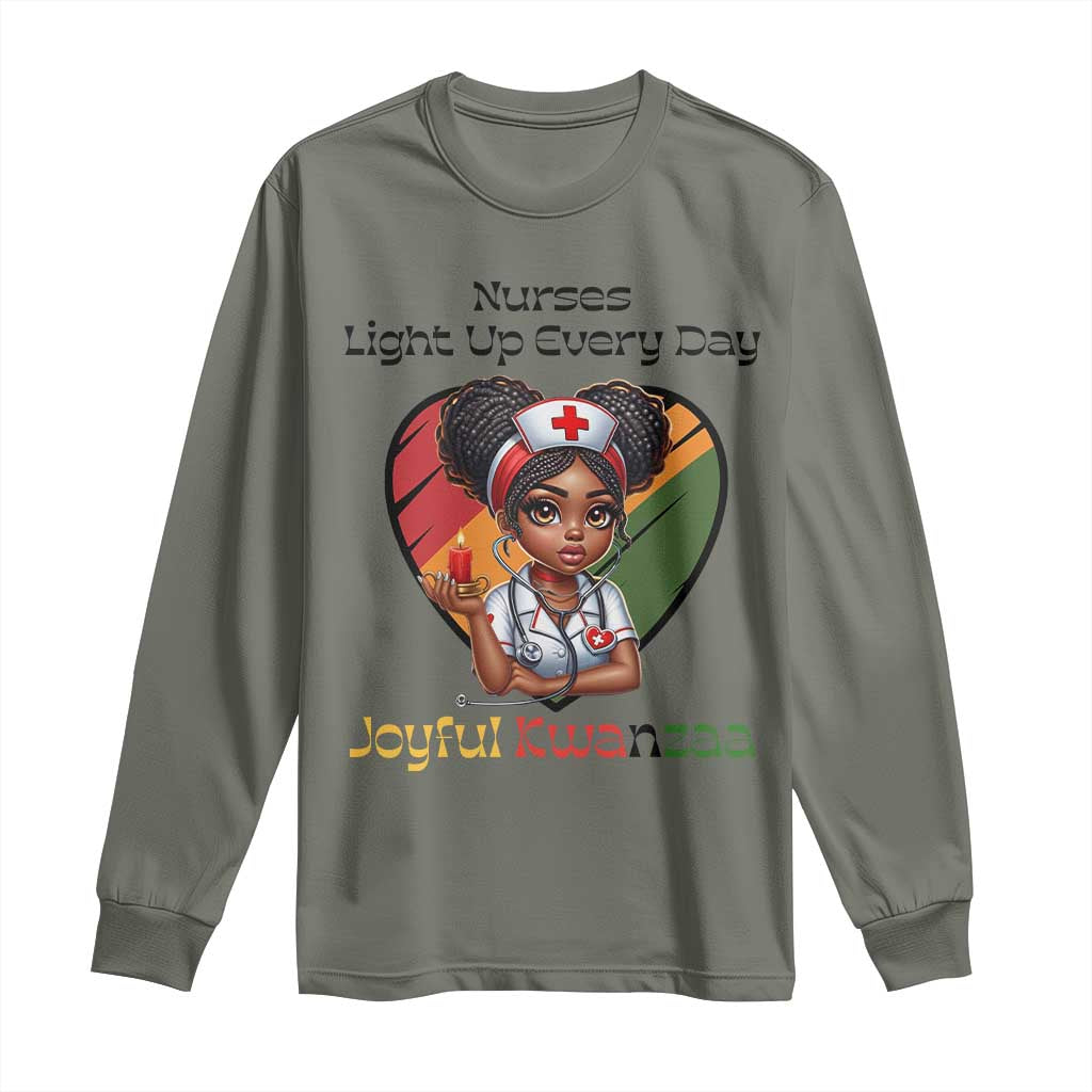 Nurses Light Up Everyday Long Sleeve Shirt Joyful Kwanzaa Celebration Gift - Wonder Print Shop
