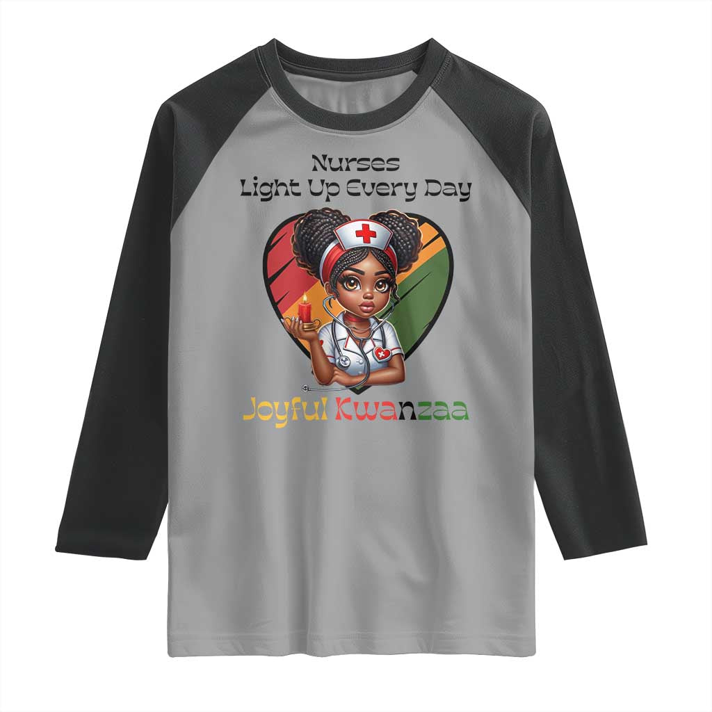Nurses Light Up Everyday Raglan Shirt Joyful Kwanzaa Celebration Gift - Wonder Print Shop