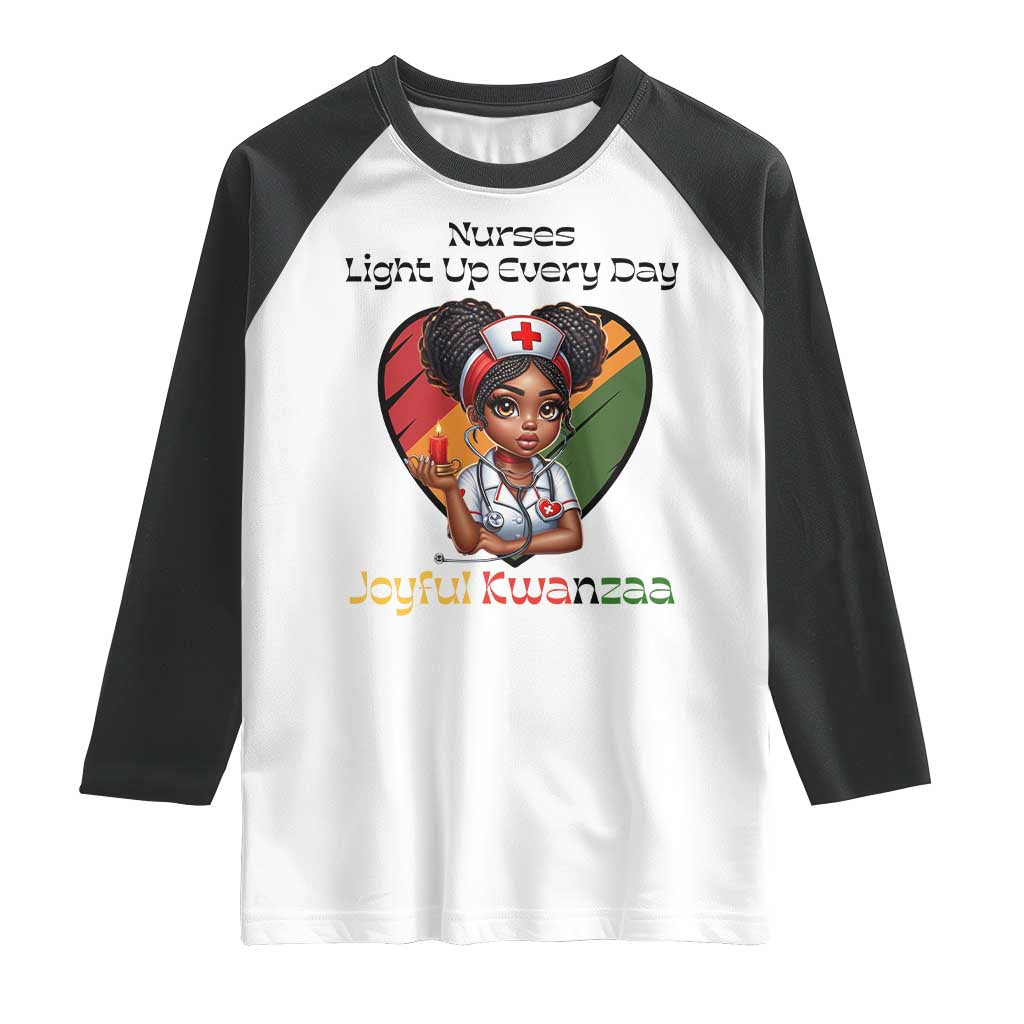 Nurses Light Up Everyday Raglan Shirt Joyful Kwanzaa Celebration Gift - Wonder Print Shop