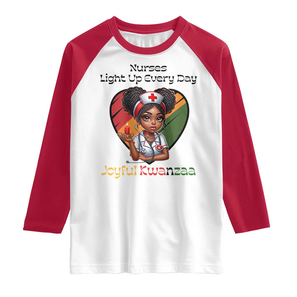 Nurses Light Up Everyday Raglan Shirt Joyful Kwanzaa Celebration Gift - Wonder Print Shop
