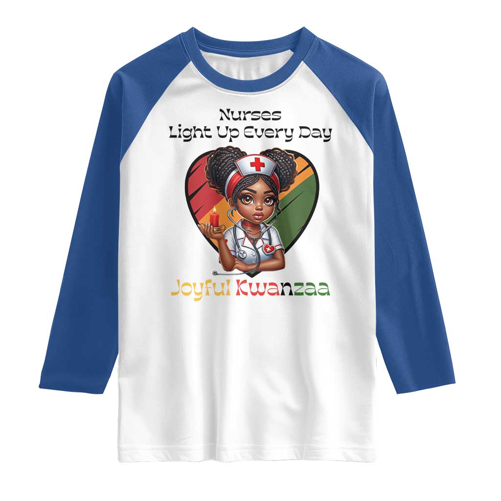 Nurses Light Up Everyday Raglan Shirt Joyful Kwanzaa Celebration Gift - Wonder Print Shop