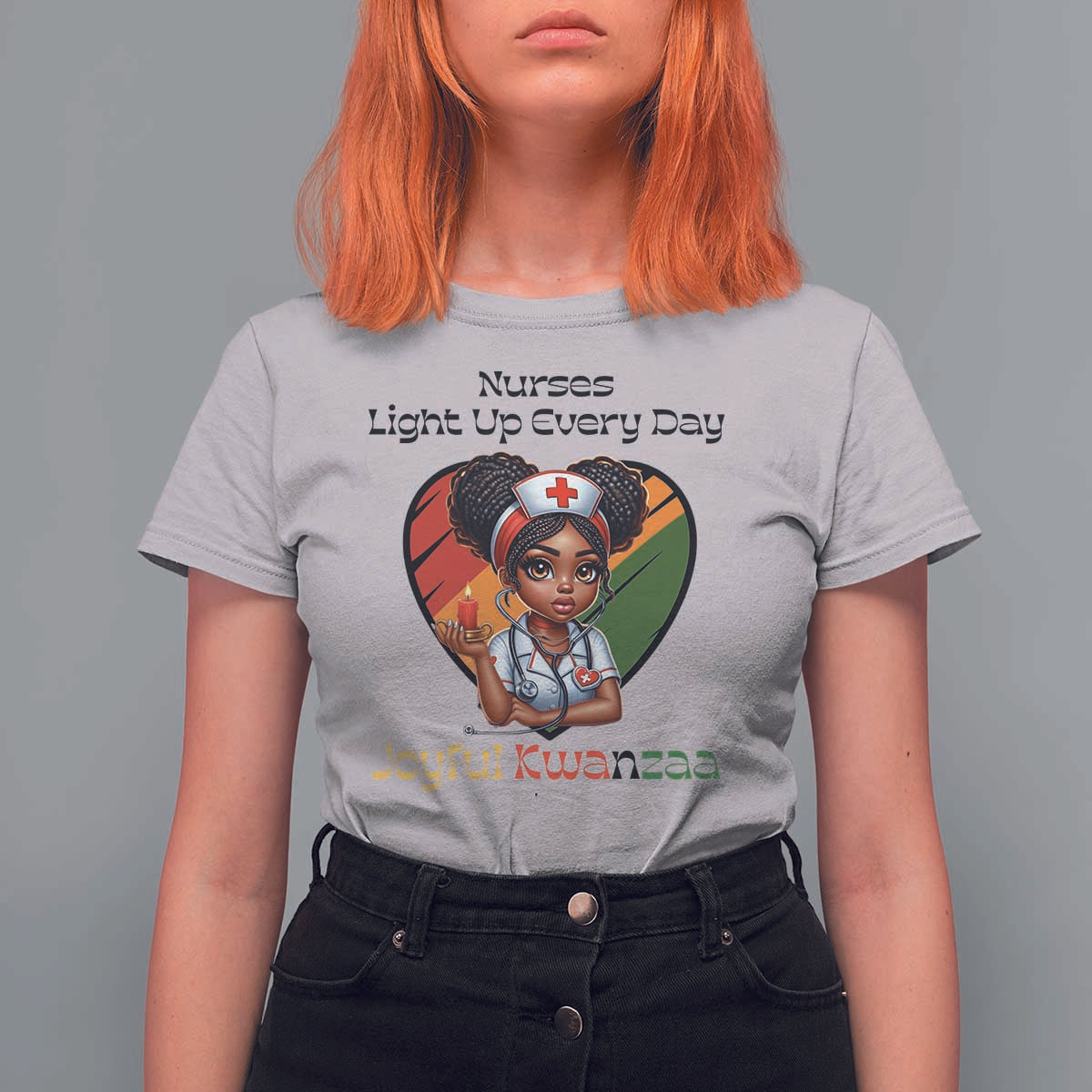 Nurses Light Up Everyday T Shirt For Women Joyful Kwanzaa Celebration Gift - Wonder Print Shop