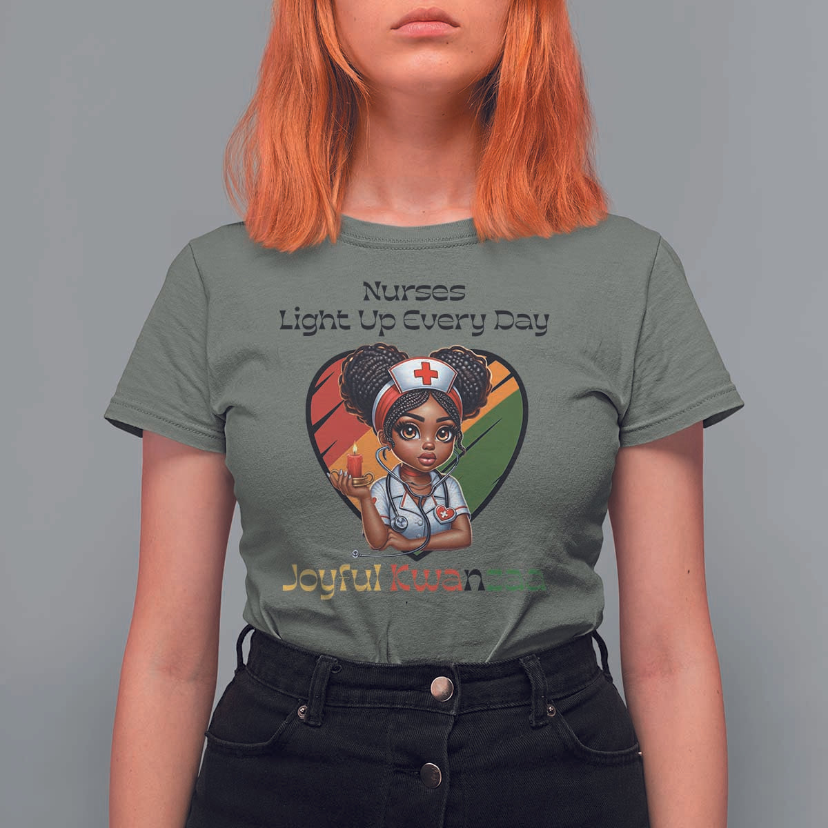 Nurses Light Up Everyday T Shirt For Women Joyful Kwanzaa Celebration Gift - Wonder Print Shop