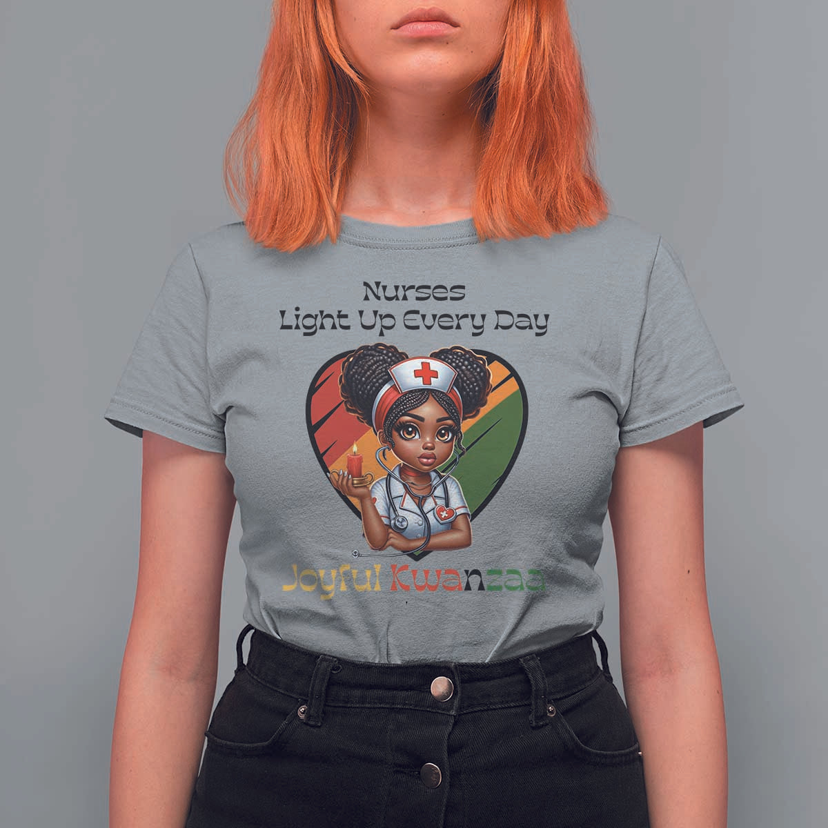 Nurses Light Up Everyday T Shirt For Women Joyful Kwanzaa Celebration Gift - Wonder Print Shop