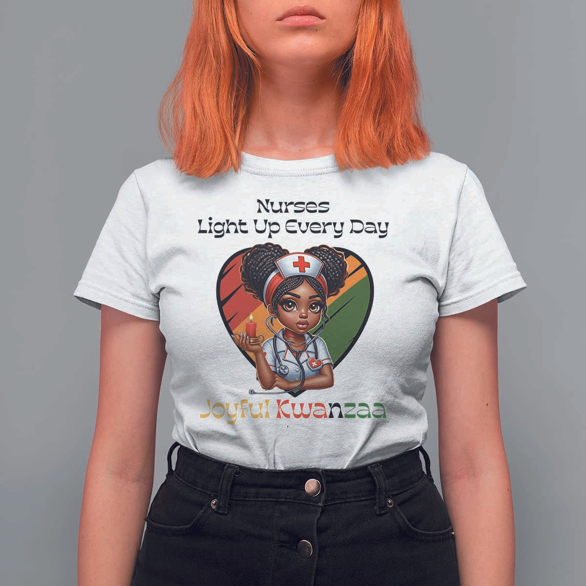 Nurses Light Up Everyday T Shirt For Women Joyful Kwanzaa Celebration Gift - Wonder Print Shop