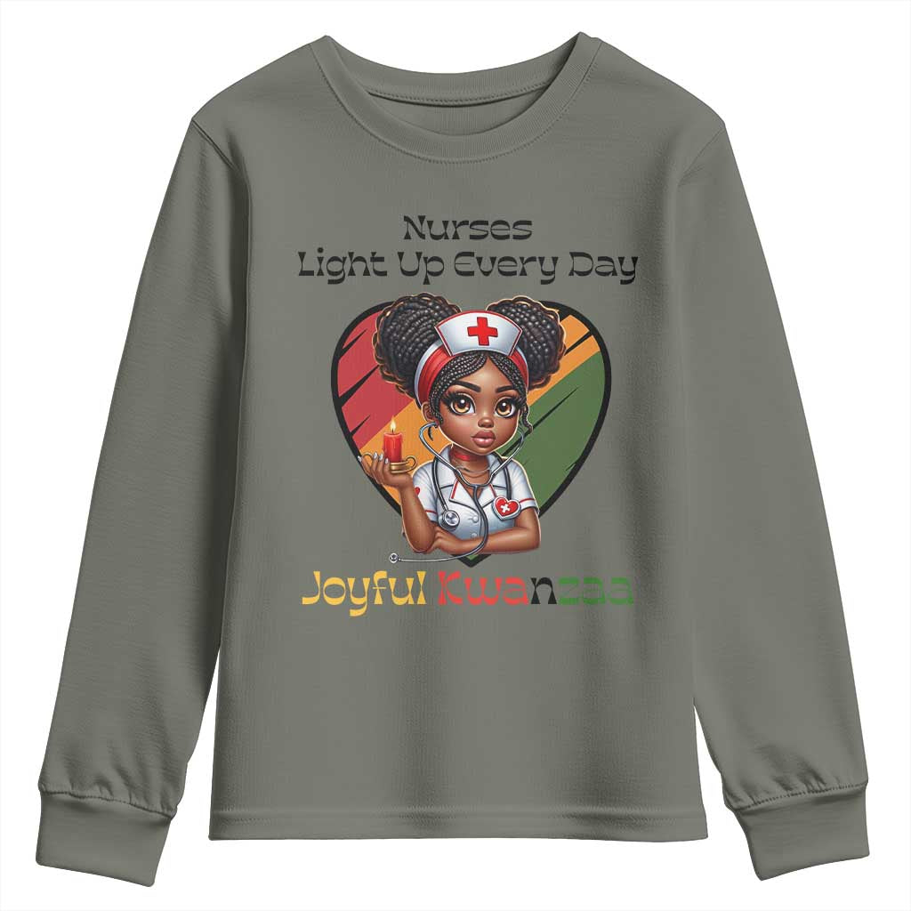 Nurses Light Up Everyday Youth Sweatshirt Joyful Kwanzaa Celebration Gift - Wonder Print Shop
