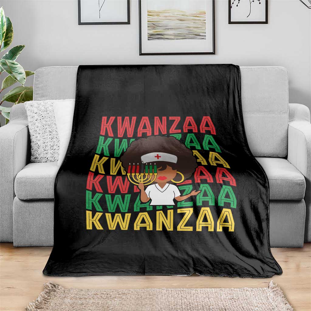 Kwanzaa Nurse Pride Throw Blanket African Heritage Holiday Gift - Wonder Print Shop