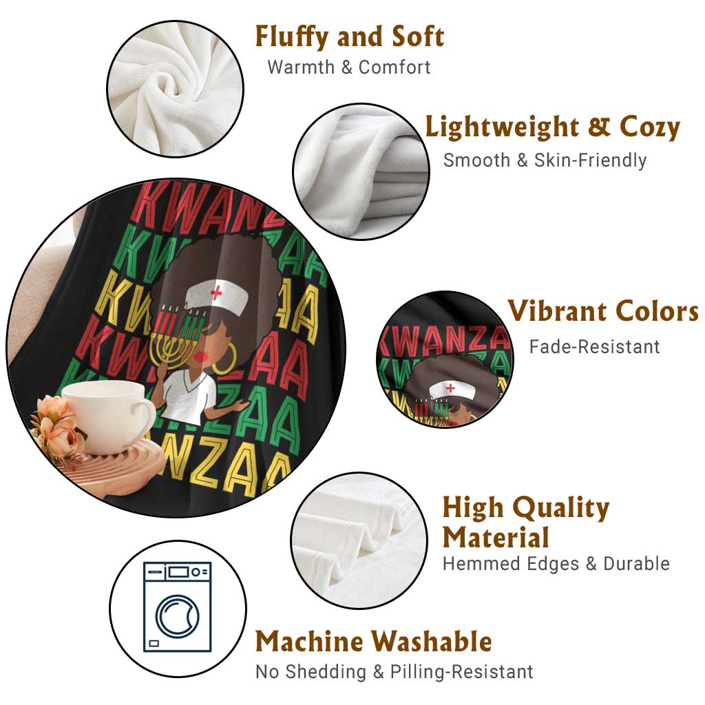 Kwanzaa Nurse Pride Throw Blanket African Heritage Holiday Gift - Wonder Print Shop