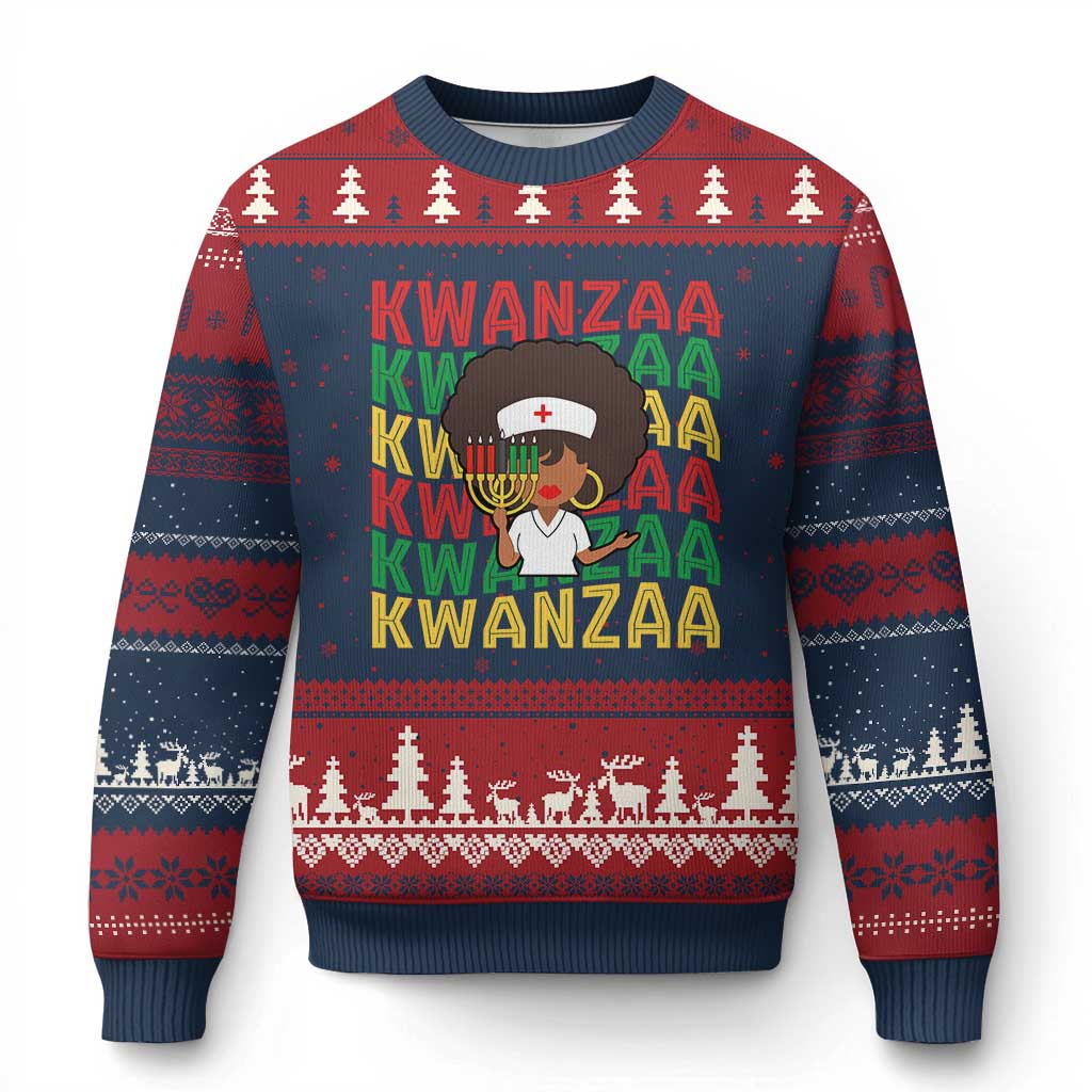 Kwanzaa Nurse Pride Ugly Christmas Sweater African Heritage Holiday Gift - Wonder Print Shop