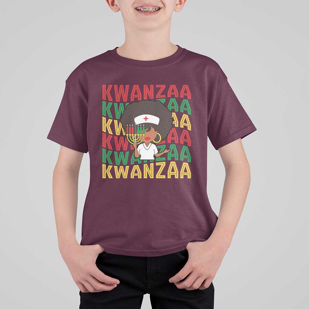 Kwanzaa Nurse Pride T Shirt For Kid African Heritage Holiday Gift - Wonder Print Shop
