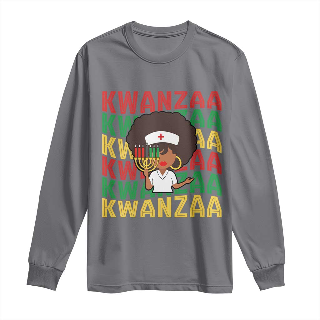 Kwanzaa Nurse Pride Long Sleeve Shirt African Heritage Holiday Gift - Wonder Print Shop