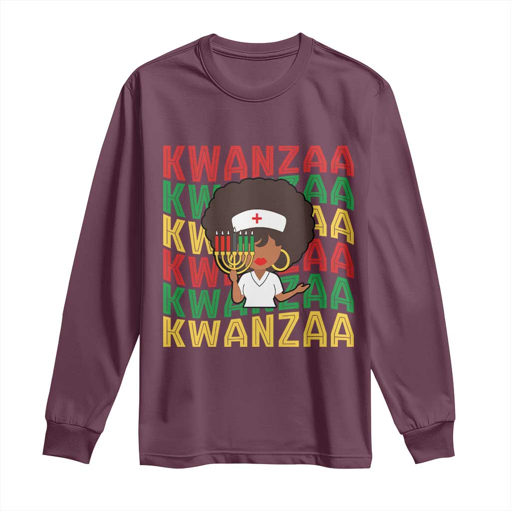 Kwanzaa Nurse Pride Long Sleeve Shirt African Heritage Holiday Gift - Wonder Print Shop