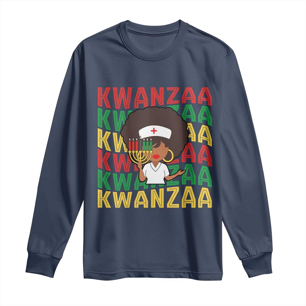 Kwanzaa Nurse Pride Long Sleeve Shirt African Heritage Holiday Gift - Wonder Print Shop