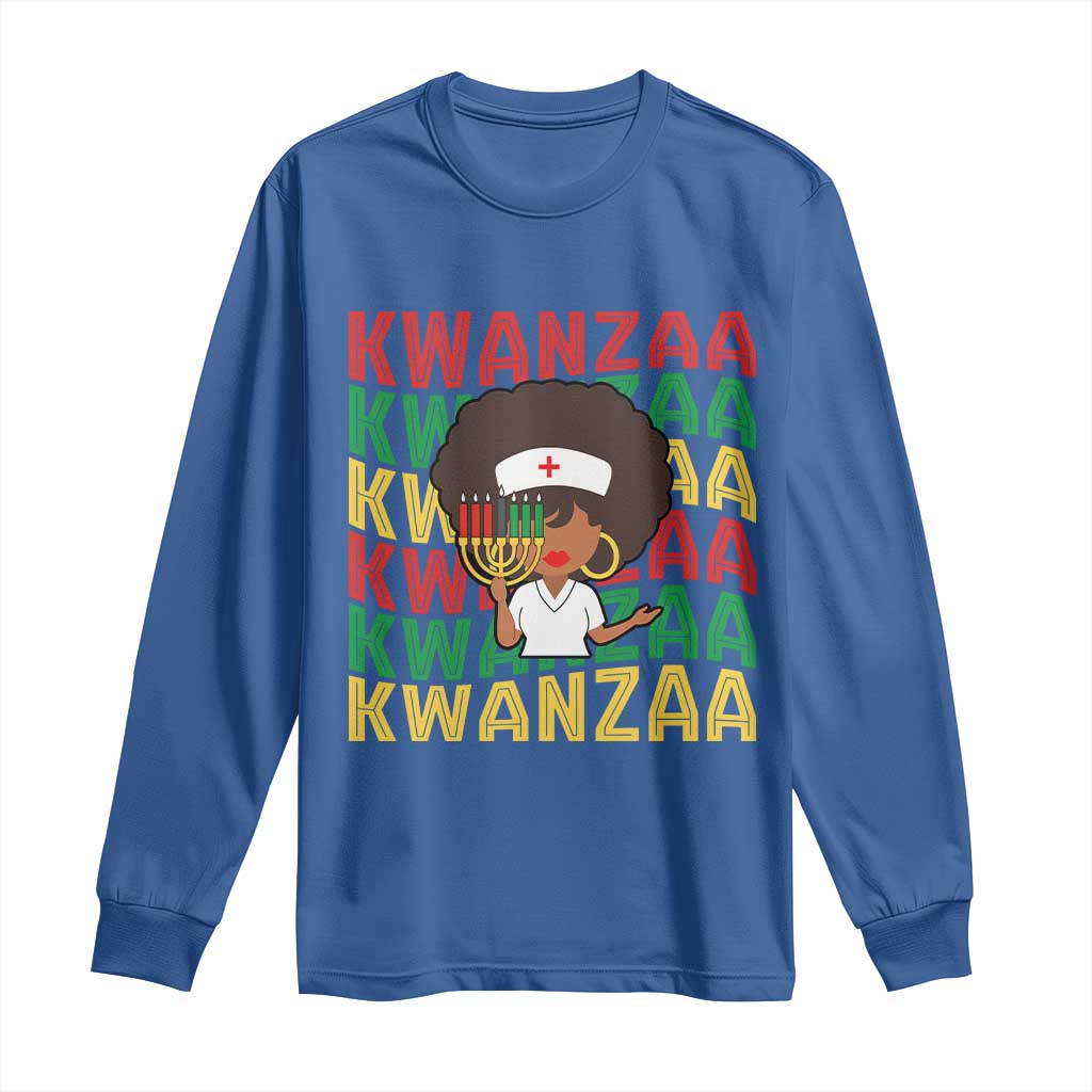 Kwanzaa Nurse Pride Long Sleeve Shirt African Heritage Holiday Gift - Wonder Print Shop