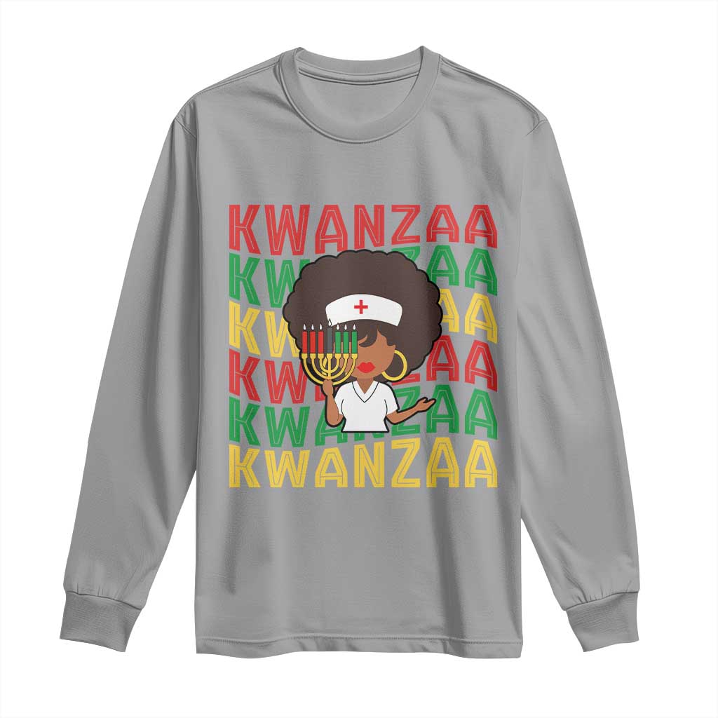 Kwanzaa Nurse Pride Long Sleeve Shirt African Heritage Holiday Gift - Wonder Print Shop