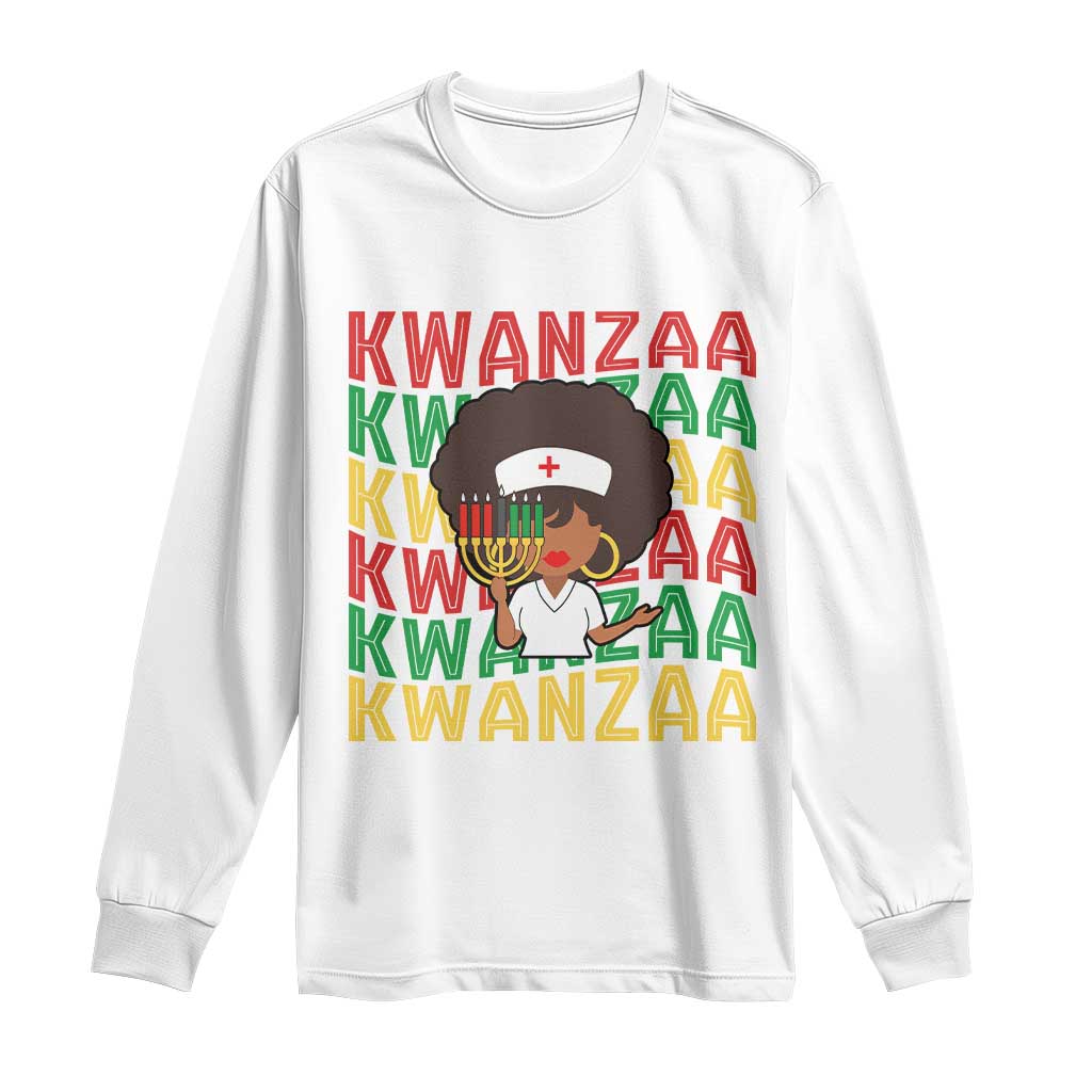 Kwanzaa Nurse Pride Long Sleeve Shirt African Heritage Holiday Gift - Wonder Print Shop