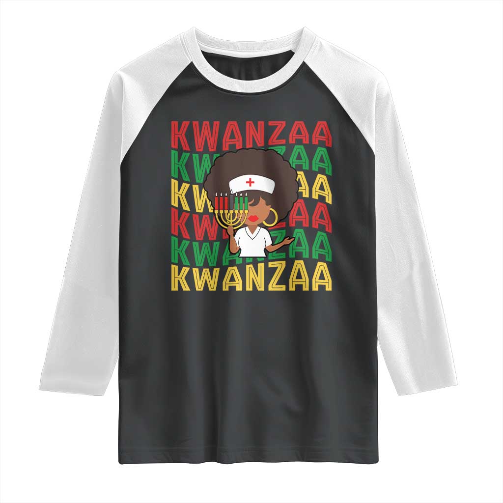 Kwanzaa Nurse Pride Raglan Shirt African Heritage Holiday Gift - Wonder Print Shop