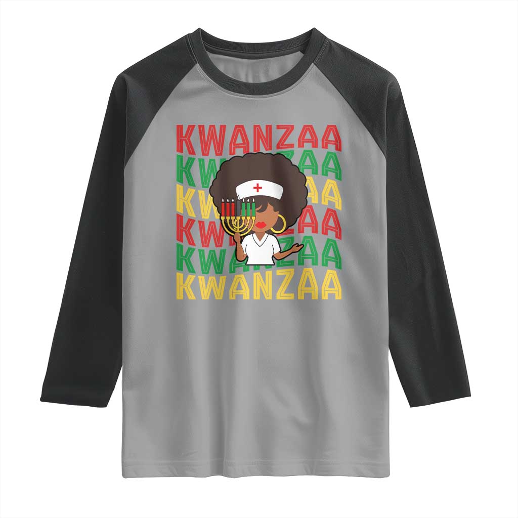 Kwanzaa Nurse Pride Raglan Shirt African Heritage Holiday Gift - Wonder Print Shop