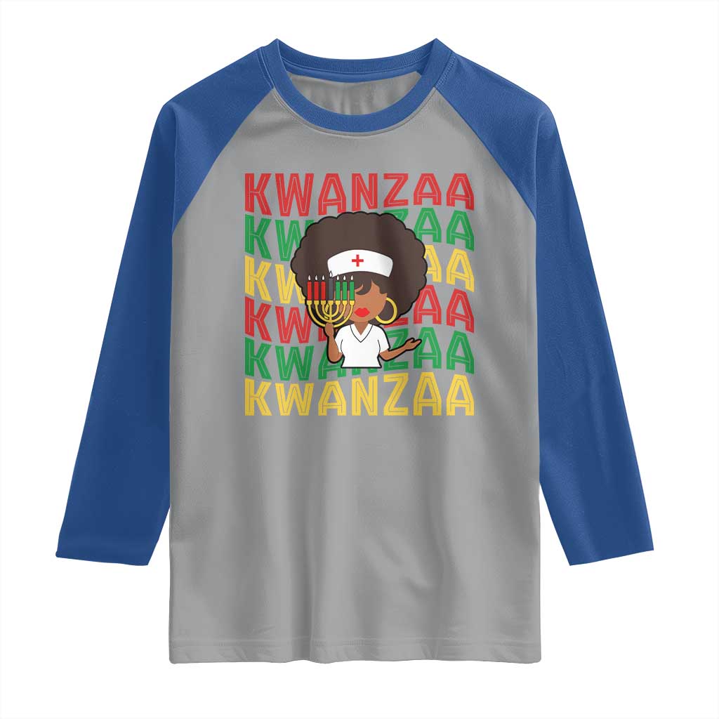 Kwanzaa Nurse Pride Raglan Shirt African Heritage Holiday Gift - Wonder Print Shop