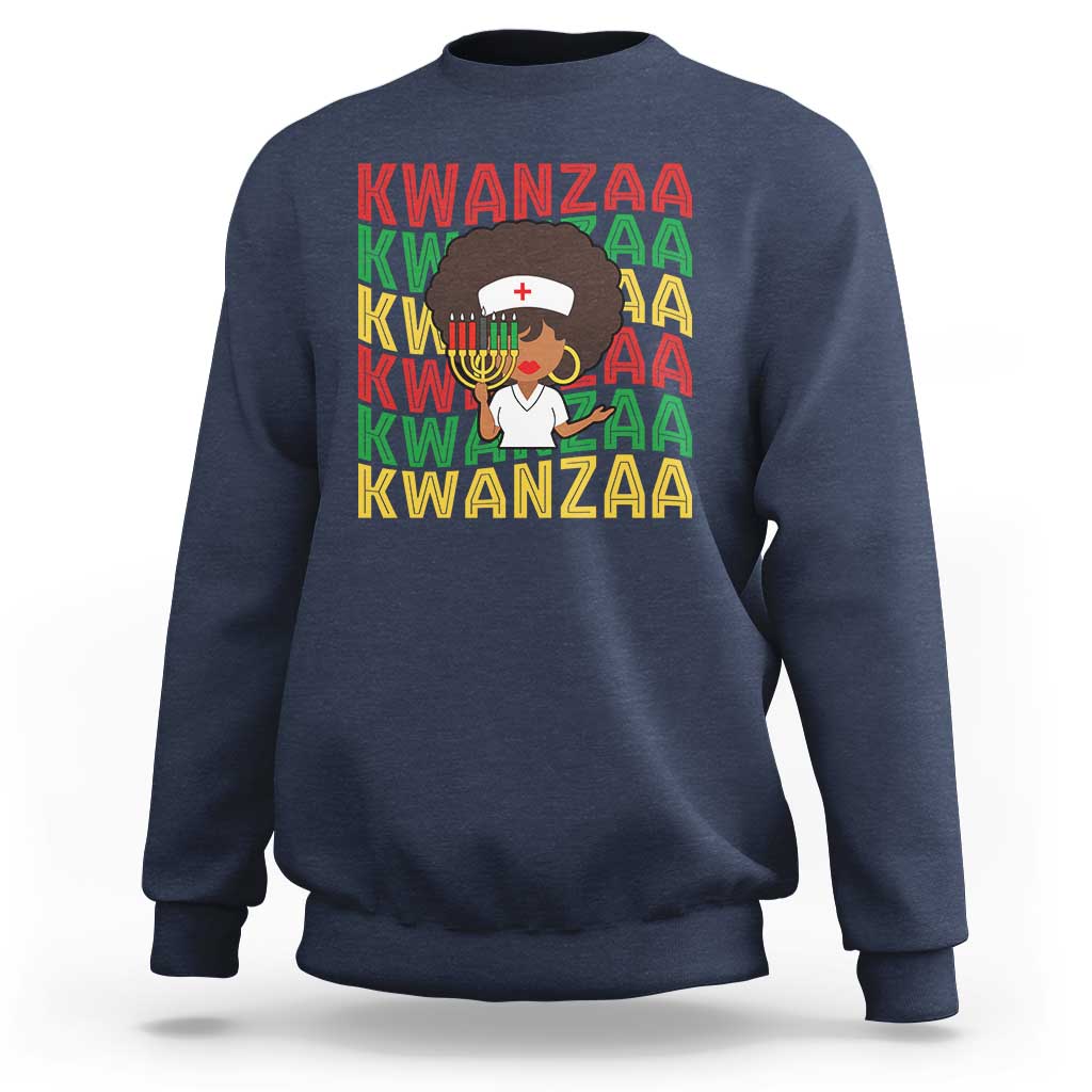 Kwanzaa Nurse Pride Sweatshirt African Heritage Holiday Gift - Wonder Print Shop