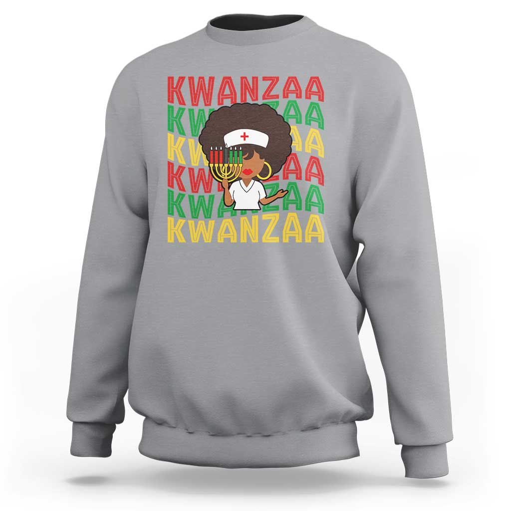 Kwanzaa Nurse Pride Sweatshirt African Heritage Holiday Gift - Wonder Print Shop
