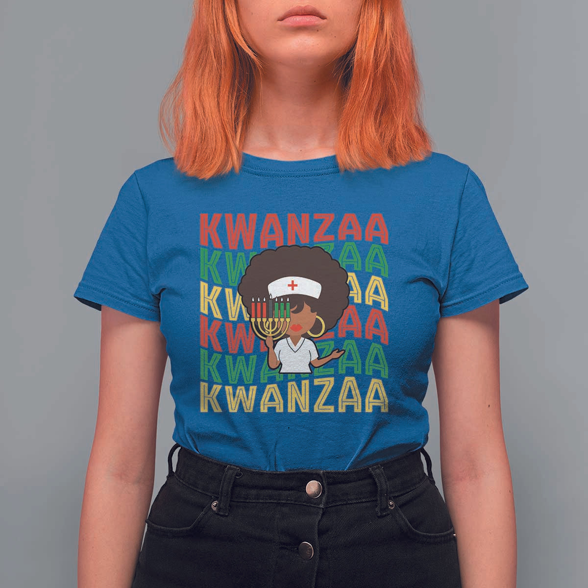 Kwanzaa Nurse Pride T Shirt For Women African Heritage Holiday Gift - Wonder Print Shop