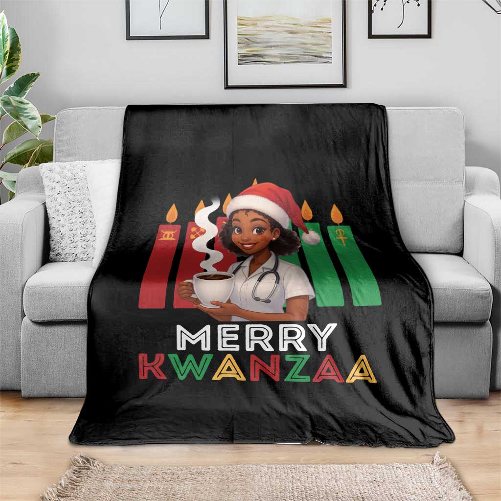 Merry Kwanzaa Throw Blanket Nurse African American Holiday Celebration Gift - Wonder Print Shop