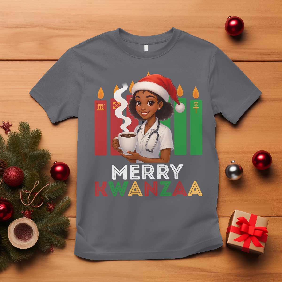 Merry Kwanzaa T Shirt Nurse African American Holiday Celebration Gift - Wonder Print Shop