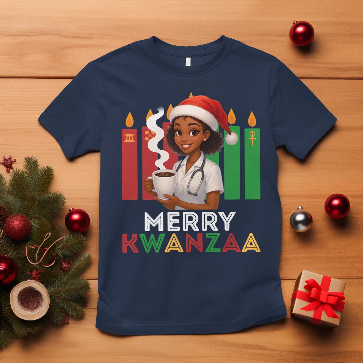 Merry Kwanzaa T Shirt Nurse African American Holiday Celebration Gift - Wonder Print Shop