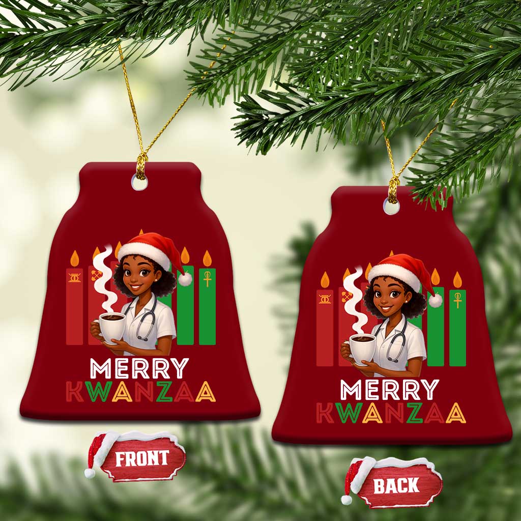 Merry Kwanzaa Ceramic Ornament Nurse African American Holiday Celebration Gift - Wonder Print Shop