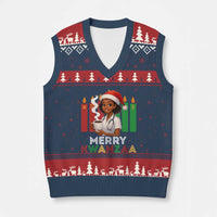 Merry Kwanzaa V-Neck Knit Sweater Vest Nurse African American Holiday Celebration Gift - Wonder Print Shop