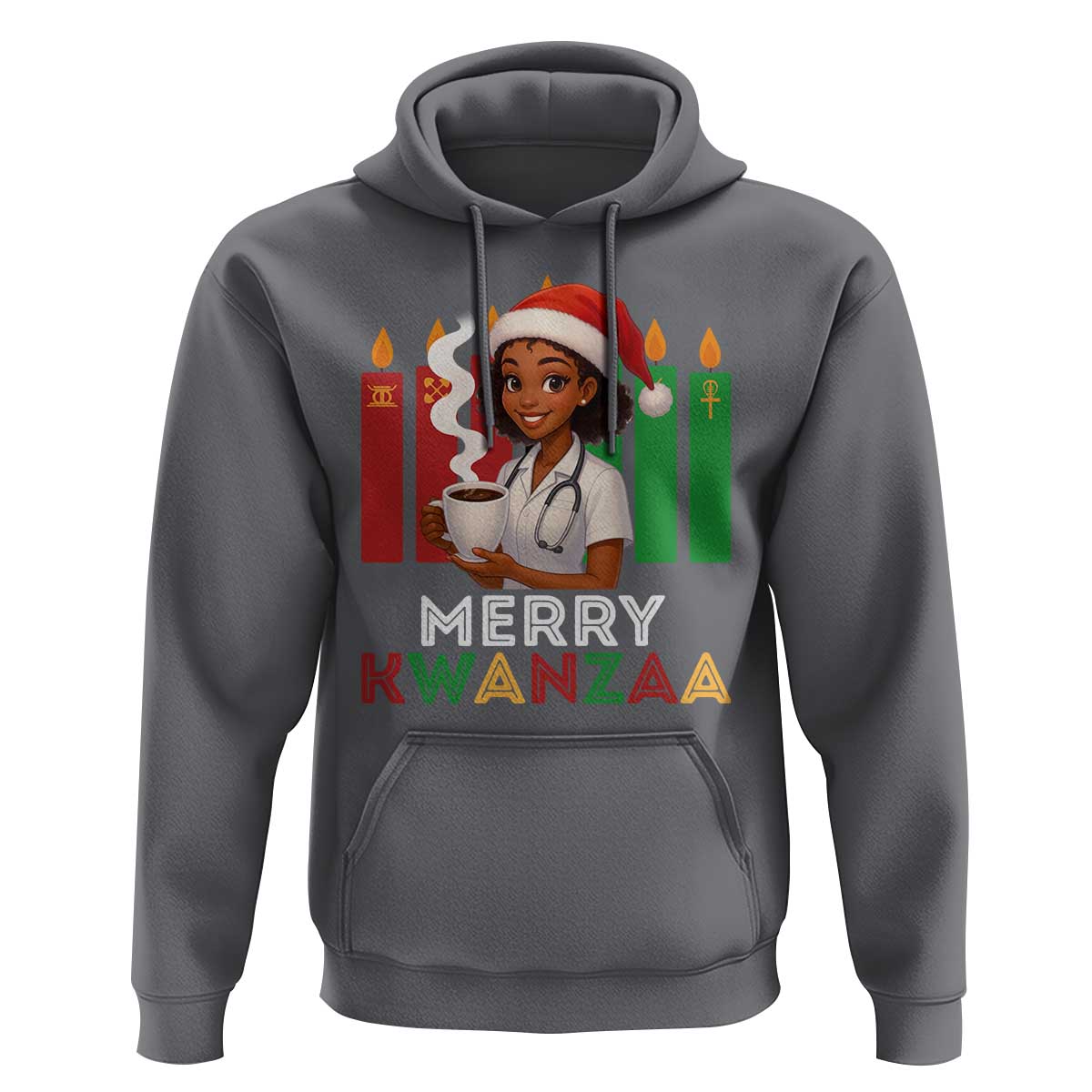 Merry Kwanzaa Hoodie Nurse African American Holiday Celebration Gift - Wonder Print Shop