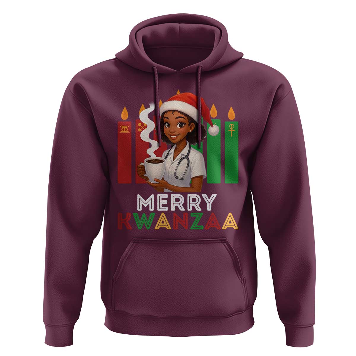 Merry Kwanzaa Hoodie Nurse African American Holiday Celebration Gift - Wonder Print Shop